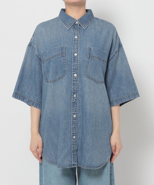 LOWRYS FARM（ローリーズファーム）の「アソートデニムＢＩＧシャツＳＳ 638496（シャツ/ブラウス・レディース・ブルー/ライトブルー/ピンク・FREE）」の11枚目の写真