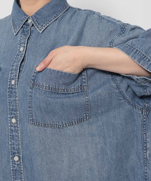 LOWRYS FARM（ローリーズファーム）の「アソートデニムＢＩＧシャツＳＳ 638496（シャツ/ブラウス・レディース・ブルー/ライトブルー/ピンク・FREE）」の16枚目の写真