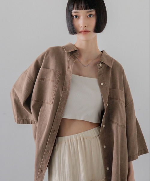 LOWRYS FARM(ローリーズファーム)の「アソートデニムBIGシャツSS 638496(シャツ/ブラウス・レディース・ブルー/ライトブルー/ピンク/ベージュ/ブラウン・FREE)」の11枚目の写真