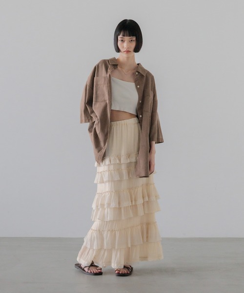 LOWRYS FARM(ローリーズファーム)の「アソートデニムBIGシャツSS 638496(シャツ/ブラウス・レディース・ブルー/ライトブルー/ピンク/ベージュ/ブラウン・FREE)」の9枚目の写真
