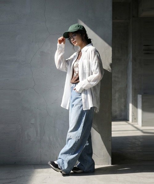 antiqua(アンティカ)の「シアー ワッシャー シャツ(シャツ/ブラウス・レディース・ブルー/ホワイト/ブラック・ONESIZE)」の6枚目の写真