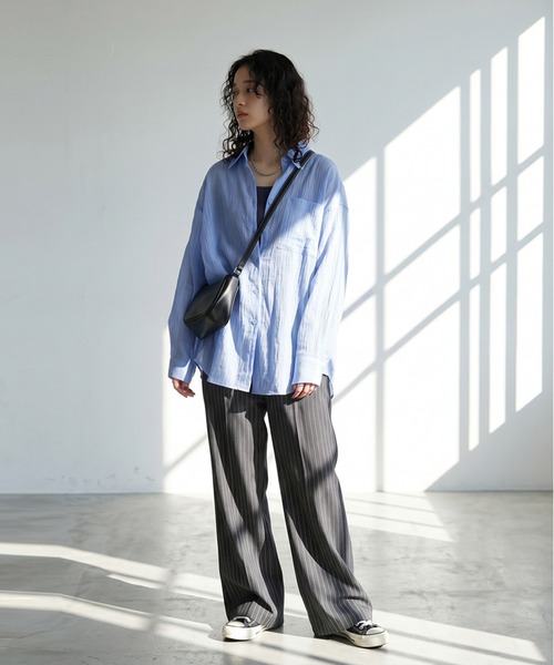 antiqua(アンティカ)の「シアー ワッシャー シャツ(シャツ/ブラウス・レディース・ブルー/ホワイト/ブラック・ONESIZE)」の13枚目の写真