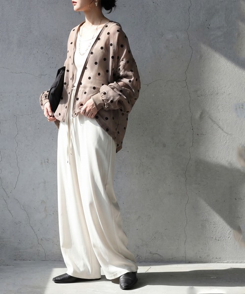 antiqua（アンティカ）の「ドット柄 シアー ブルゾン（ブルゾン・レディース・ベージュ/ブラック・ONESIZE）」の6枚目の写真