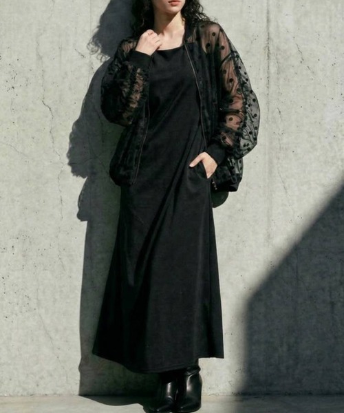 antiqua（アンティカ）の「ドット柄 シアー ブルゾン（ブルゾン・レディース・ベージュ/ブラック・ONESIZE）」の5枚目の写真
