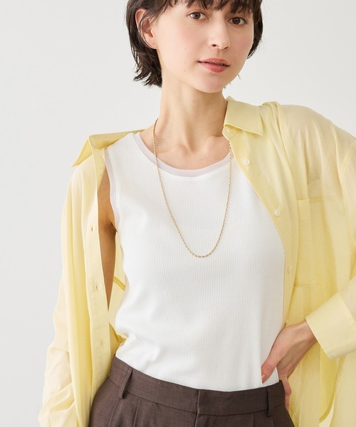 ROPE' PICNIC（ロペピクニック）の「シアードッキングリブタンクトップ（タンクトップ・レディース・ブラック/ホワイト/ブラウン・FREE）」の2枚目の写真