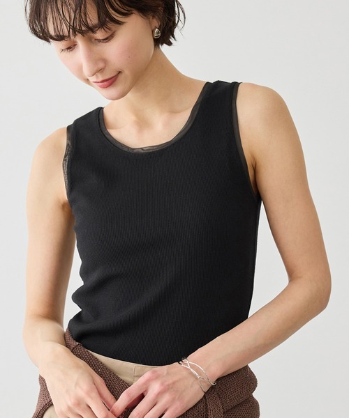 ROPE' PICNIC（ロペピクニック）の「シアードッキングリブタンクトップ（タンクトップ・レディース・ブラック/ホワイト/ブラウン・FREE）」の3枚目の写真