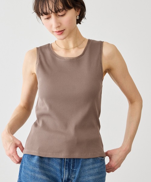 ROPE' PICNIC（ロペピクニック）の「シアードッキングリブタンクトップ（タンクトップ・レディース・ブラック/ホワイト/ブラウン・FREE）」の16枚目の写真