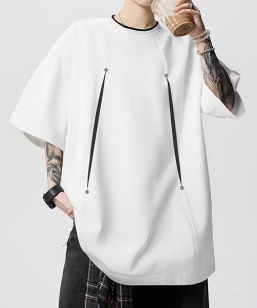 lilful(リルフル)の「【26年春夏新作】ギミックメッシュフェイクレイヤードTシャツ(Tシャツ/カットソー・メンズ・ホワイト/ブラック・L/M)」の3枚目の写真
