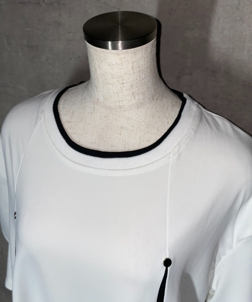 lilful(リルフル)の「【26年春夏新作】ギミックメッシュフェイクレイヤードTシャツ(Tシャツ/カットソー・メンズ・ホワイト/ブラック・L/M)」の9枚目の写真