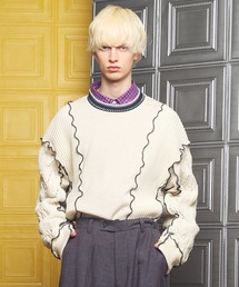 Knit Docking Prime-Over Lettuce Edge Sweat Pullover/ニットドッキングプライムオーバーメロウトリミングスウェットプルオーバー