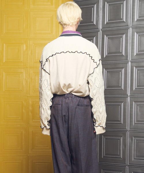 MAISON SPECIAL(メゾンスペシャル)の「Knit Docking Prime-Over Lettuce Edge Sweat Pullover/ニットドッキングプライムオーバーメロウトリミングスウェットプルオーバー(スウェット・メンズ・アイボリー/ブラック・0/2/1)」の12枚目の写真