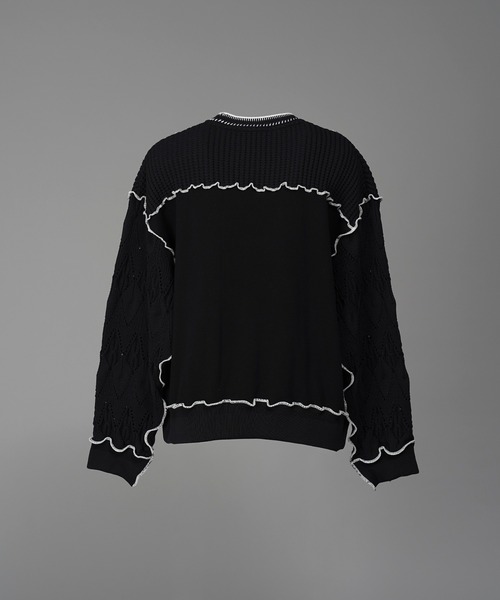 MAISON SPECIAL(メゾンスペシャル)の「Knit Docking Prime-Over Lettuce Edge Sweat Pullover/ニットドッキングプライムオーバーメロウトリミングスウェットプルオーバー(スウェット・メンズ・アイボリー/ブラック・0/2/1)」の16枚目の写真