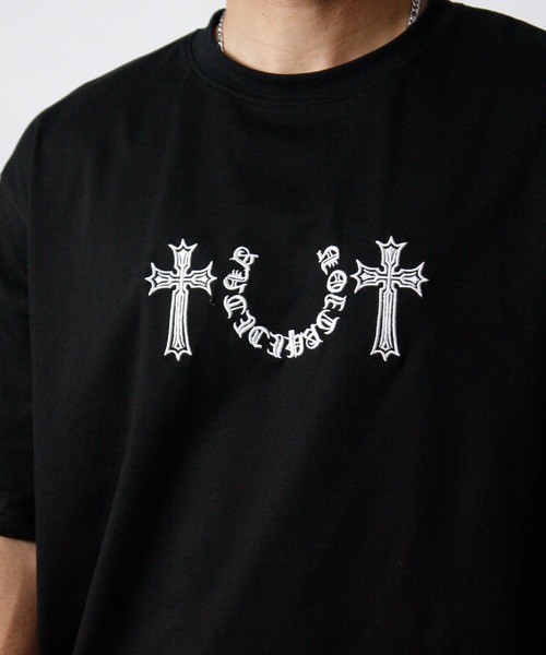 NYLAUS(ナイラス)の「【NYS】クロス 刺繍 オーバーサイズ 半袖Tシャツ ロゴTシャツ ロゴ刺繍(Tシャツ/カットソー・メンズ・ブラック/ホワイト・L/M)」の15枚目の写真