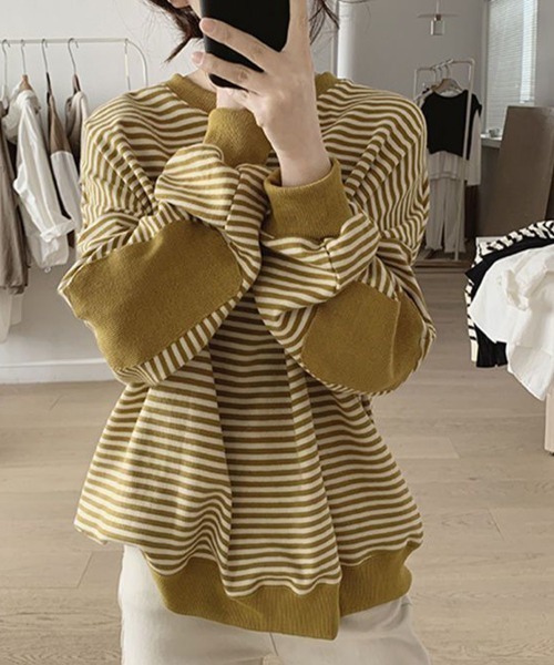 SallyLunn(サリーラン)の「配色リブ切替ルーズボーダープルオーバー(その他トップス・レディース・ネイビー/ブラウン・MEDIUM/LARGE)」の12枚目の写真