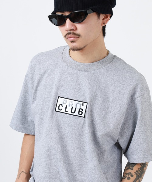 PRO CLUB (プロクラブ)の「PRO CLUB BOX LOGO TEE ボックスロゴワッペン ヘビーウェイト半袖Tシャツ(Tシャツ/カットソー・メンズ・ブラック/ホワイト/ネイビー/カーキ/ヘザーグレー・L/M/S/2XL/XL/3XL)」の3枚目の写真