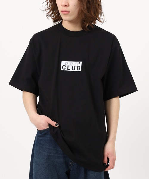 PRO CLUB (プロクラブ)の「PRO CLUB BOX LOGO TEE ボックスロゴワッペン ヘビーウェイト半袖Tシャツ(Tシャツ/カットソー・メンズ・ブラック/ホワイト/ネイビー/カーキ/ヘザーグレー・L/M/S/2XL/XL/3XL)」の1枚目の写真