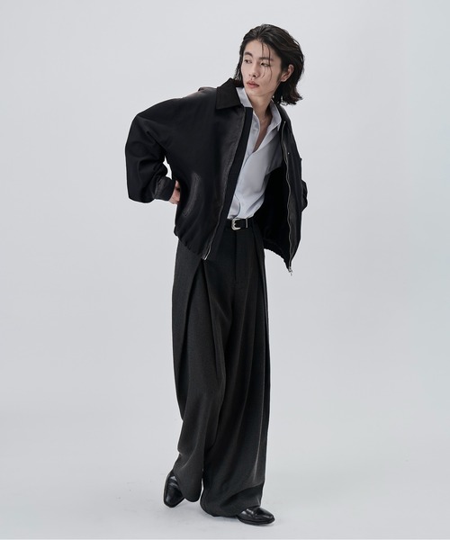 SINSS（シンス）の「Cross tuck wide straight slacks / クロスタックワイドストレートスラックス（スラックス・メンズ・グレー系その他/ブラック系その他・MEDIUM/SMALL/X-SMALL/X-LARGE/LARGE）」の13枚目の写真