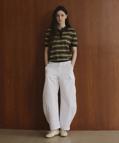 STUDIO&PARC(スタジオアンドパルク)の「Striped Collar Short Sleeve Knit_Brown(ニット/セーター・レディース・ブラウン・FREE)」の2枚目の写真