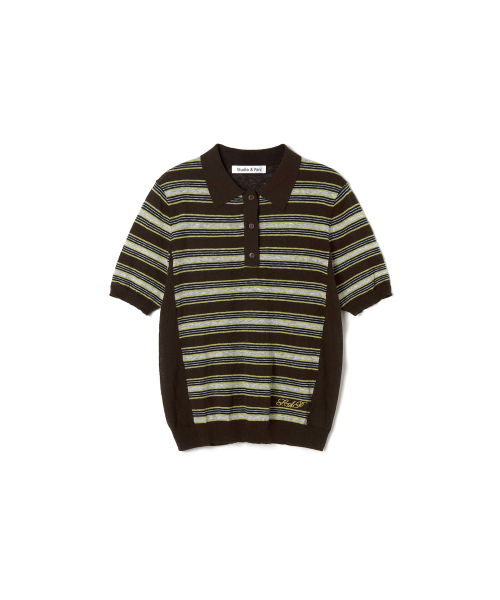 STUDIO&PARC(スタジオアンドパルク)の「Striped Collar Short Sleeve Knit_Brown(ニット/セーター・レディース・ブラウン・FREE)」の6枚目の写真