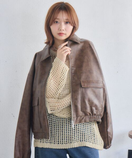 RETRO GIRL(レトロガール)の「WZIPレザーブルゾン(ブルゾン・レディース・ブラウン/ブラック・FREE)」の14枚目の写真