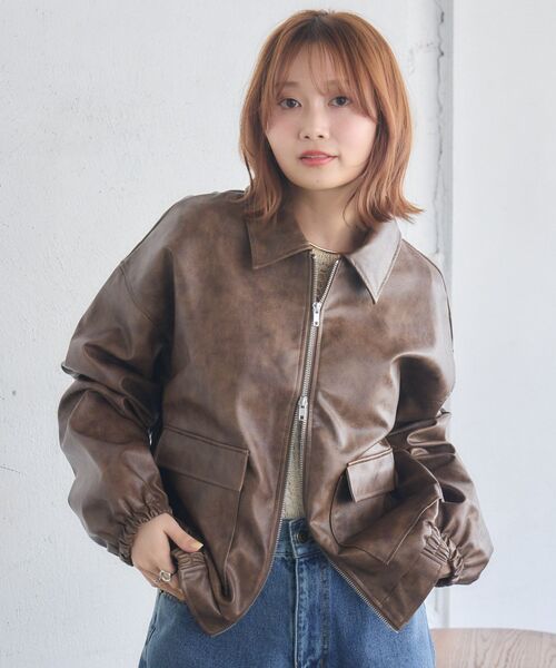 RETRO GIRL(レトロガール)の「WZIPレザーブルゾン(ブルゾン・レディース・ブラウン/ブラック・FREE)」の21枚目の写真