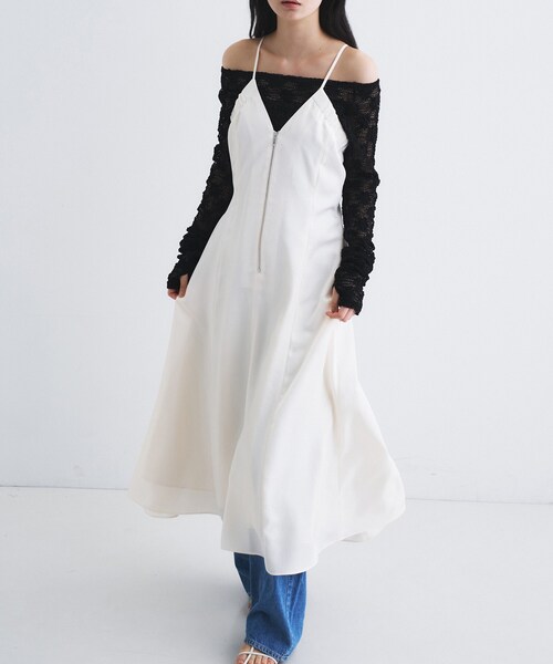 CODE A(コードエー)の「sensual strap cami dress(ワンピース・レディース・ダークグレー/ホワイト・00)」の2枚目の写真