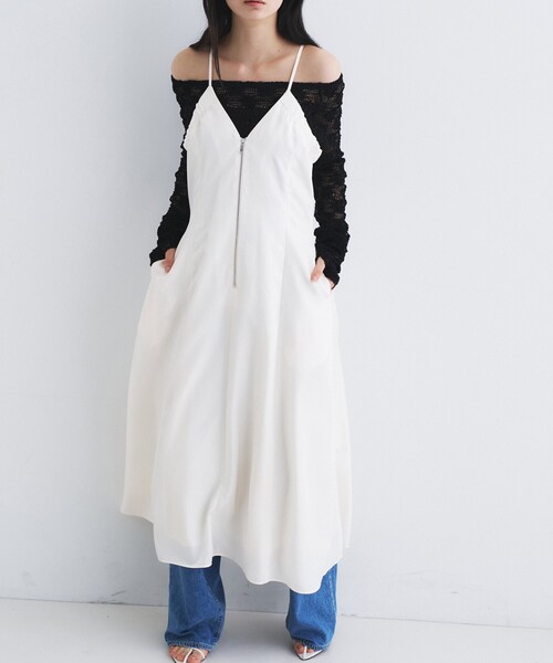CODE A(コードエー)の「sensual strap cami dress(ワンピース・レディース・ダークグレー/ホワイト・00)」の8枚目の写真