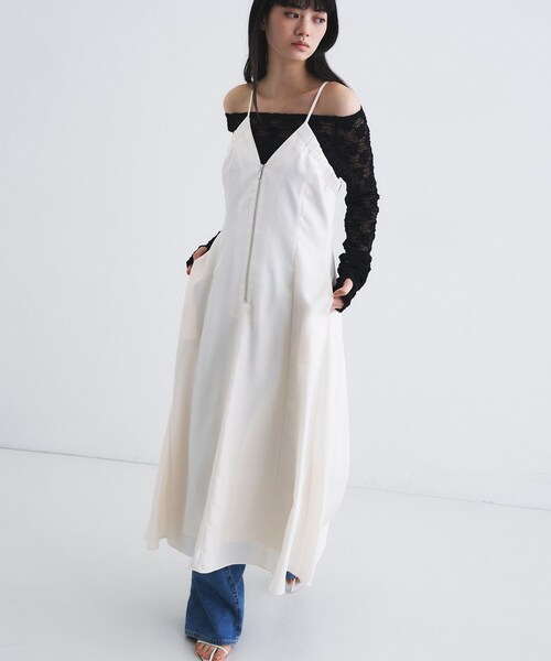 CODE A(コードエー)の「sensual strap cami dress(ワンピース・レディース・ダークグレー/ホワイト・00)」の9枚目の写真