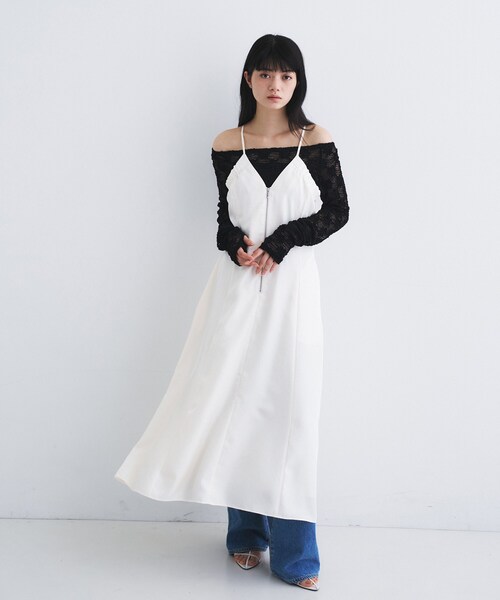 CODE A(コードエー)の「sensual strap cami dress(ワンピース・レディース・ダークグレー/ホワイト・00)」の10枚目の写真
