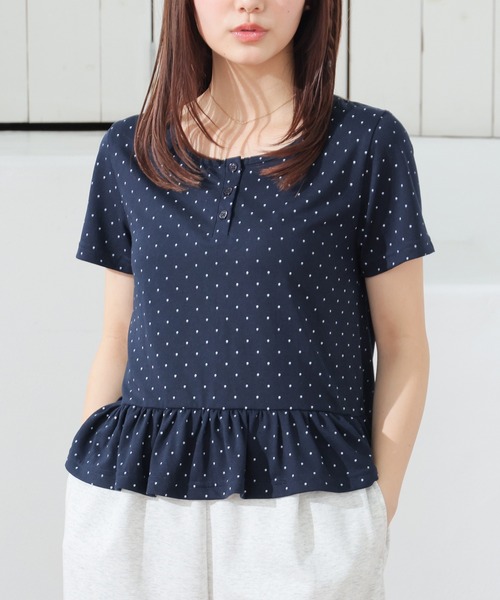 裾フリルヘンリートップス（Tシャツ/カットソー）｜Honeys（ハニーズ
