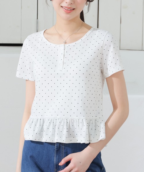 裾フリルヘンリートップス（Tシャツ/カットソー）｜Honeys（ハニーズ