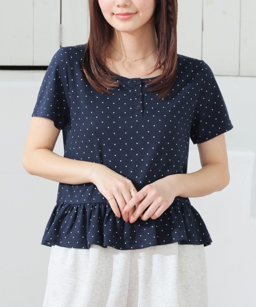 Honeys(ハニーズ)の「裾フリルヘンリートップス(Tシャツ/カットソー・レディース・ホワイト系その他/グレー系その他/ピンク系その他/ネイビー系・L/M/S)」の8枚目の写真