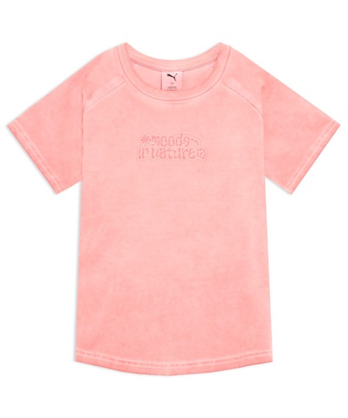 PUMA（プーマ）の「PUMA プーマ ウィメンズ ムーズイン ネイチャー ウォッシュ 半袖 Tシャツ（Tシャツ/カットソー・レディース・ベビーピンク/ブラック×レッド・SMALL/MEDIUM/LARGE/X-LARGE）」の2枚目の写真
