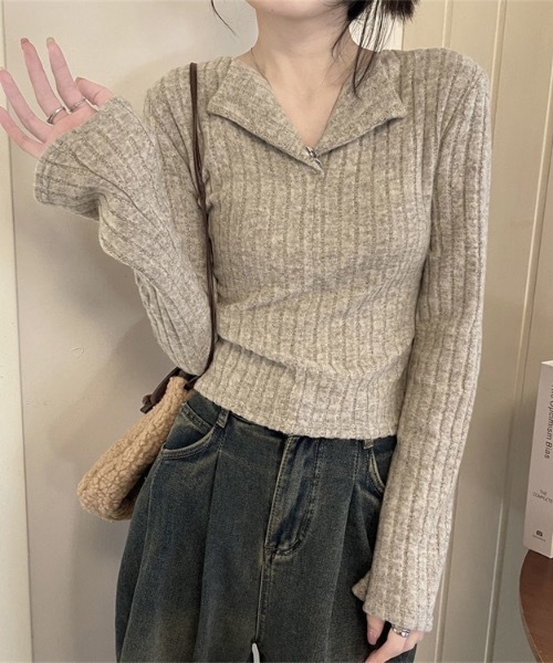 Alvia(アルビア)の「Vネック袖フレアニットプルオーバー(Tシャツ/カットソー・レディース・ベージュ・M)」の6枚目の写真