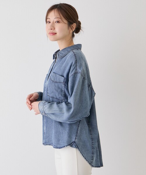 Jayro（ジャイロ）の「パウダーシルクデニムブラウス（シャツ/ブラウス・レディース・サックスブルー/ブラック系その他/グレー/ホワイト系その他/ブルー系その他2・FREE）」の8枚目の写真