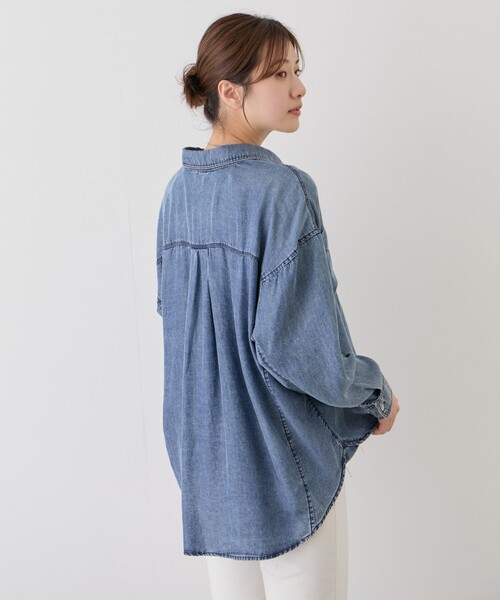 Jayro（ジャイロ）の「パウダーシルクデニムブラウス（シャツ/ブラウス・レディース・サックスブルー/ブラック系その他/グレー/ホワイト系その他/ブルー系その他2・FREE）」の9枚目の写真