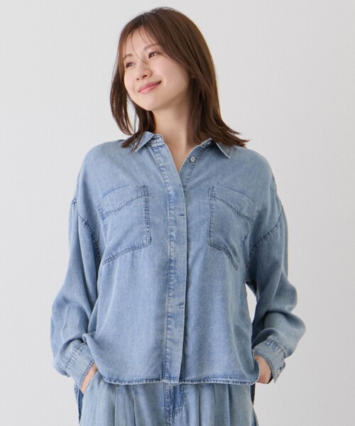 Jayro（ジャイロ）の「パウダーシルクデニムブラウス（シャツ/ブラウス・レディース・サックスブルー/ブラック系その他/グレー/ホワイト系その他/ブルー系その他2・FREE）」の13枚目の写真