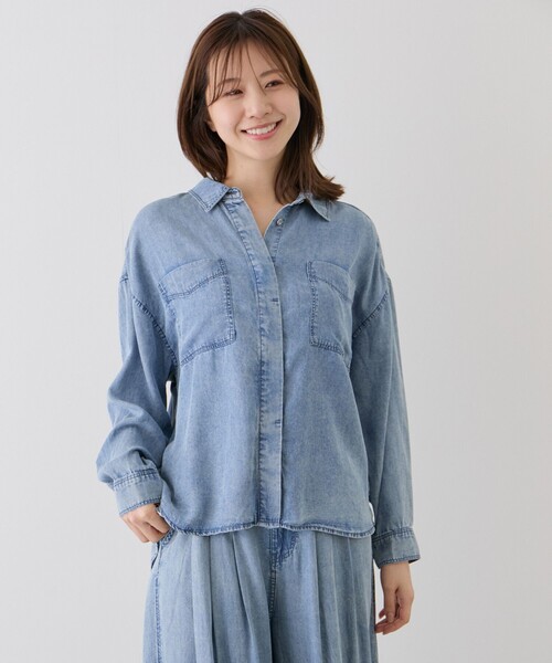 Jayro（ジャイロ）の「パウダーシルクデニムブラウス（シャツ/ブラウス・レディース・サックスブルー/ブラック系その他/グレー/ホワイト系その他/ブルー系その他2・FREE）」の14枚目の写真