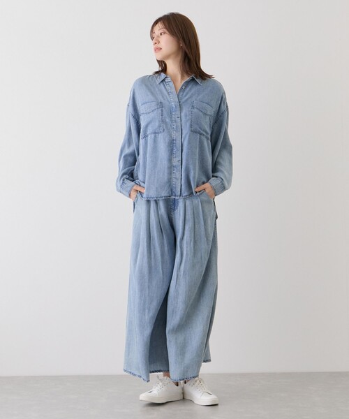 Jayro（ジャイロ）の「パウダーシルクデニムブラウス（シャツ/ブラウス・レディース・サックスブルー/ブラック系その他/グレー/ホワイト系その他/ブルー系その他2・FREE）」の17枚目の写真