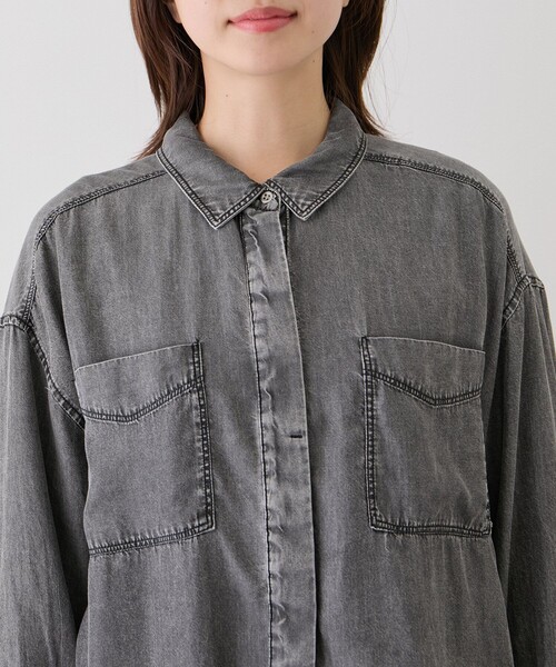 Jayro（ジャイロ）の「パウダーシルクデニムブラウス（シャツ/ブラウス・レディース・サックスブルー/ブラック系その他/グレー/ホワイト系その他/ブルー系その他2・FREE）」の20枚目の写真
