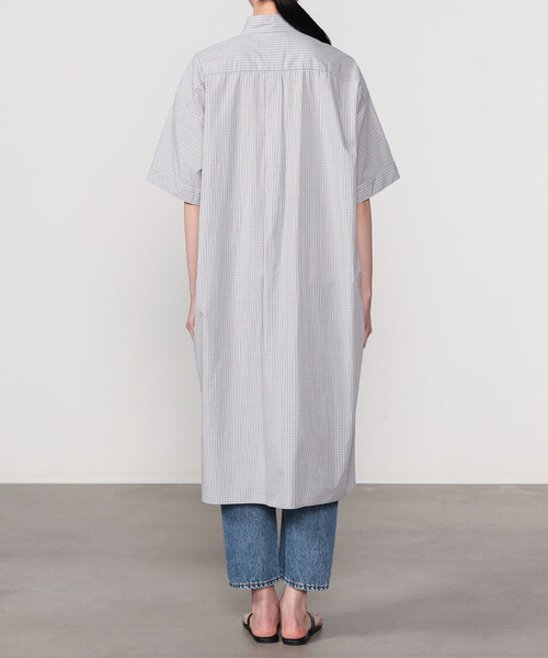DANTON(ダントン)の「DANTON | コットンポプリン 半袖シャツワンピース PLAID WOMEN(シャツワンピース・レディース・ブラウン系その他/グレー系その他/ブラック系その他・36)」の4枚目の写真