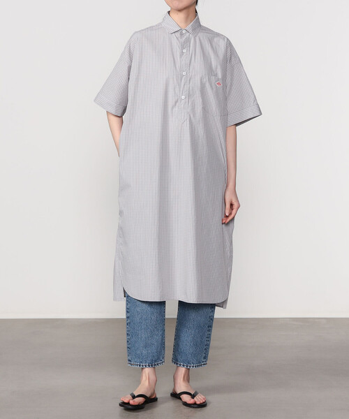 DANTON(ダントン)の「DANTON | コットンポプリン 半袖シャツワンピース PLAID WOMEN(シャツワンピース・レディース・ブラウン系その他/グレー系その他/ブラック系その他・36)」の14枚目の写真