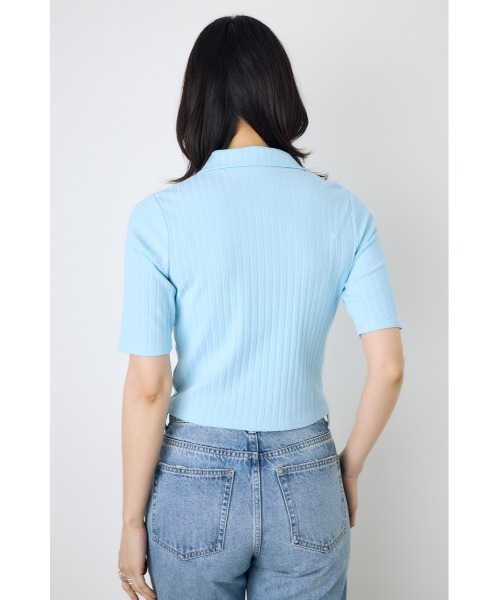 AZUL by moussy(アズールバイマウジー)の「【身長/骨格別着用画像あり】【WEB限定】ジップ5分袖リブカーディガン 春服 夏服 秋服 フルジップ サマーニットトップス(カーディガン/ボレロ・レディース・アイボリー/ブラック/ライトブルー/杢グレー・FREE)」の19枚目の写真
