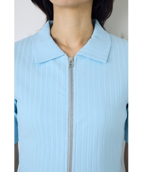 AZUL by moussy(アズールバイマウジー)の「【身長/骨格別着用画像あり】【WEB限定】ジップ5分袖リブカーディガン 春服 夏服 秋服 フルジップ サマーニットトップス(カーディガン/ボレロ・レディース・アイボリー/ブラック/ライトブルー/杢グレー・FREE)」の17枚目の写真
