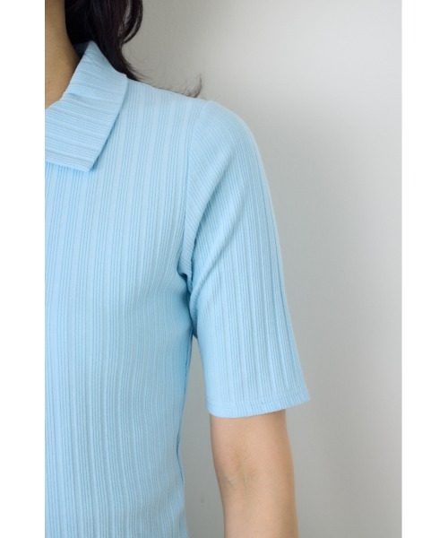 AZUL by moussy(アズールバイマウジー)の「【身長/骨格別着用画像あり】【WEB限定】ジップ5分袖リブカーディガン 春服 夏服 秋服 フルジップ サマーニットトップス(カーディガン/ボレロ・レディース・アイボリー/ブラック/ライトブルー/杢グレー・FREE)」の16枚目の写真