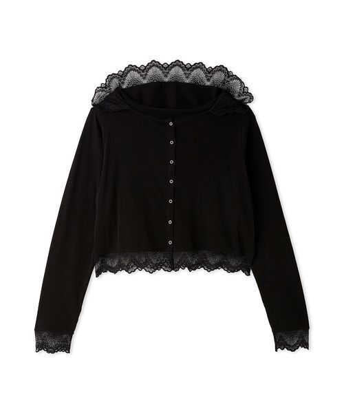 LILY BROWN（リリーブラウン）の「【UVカット/接触冷感】レースフーディトップス（Tシャツ/カットソー・レディース・ブラック/グレイッシュベージュ/ホワイト・F）」の3枚目の写真