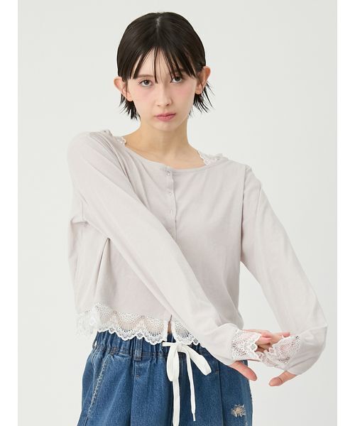 LILY BROWN（リリーブラウン）の「【UVカット/接触冷感】レースフーディトップス（Tシャツ/カットソー・レディース・ブラック/グレイッシュベージュ/ホワイト・F）」の8枚目の写真
