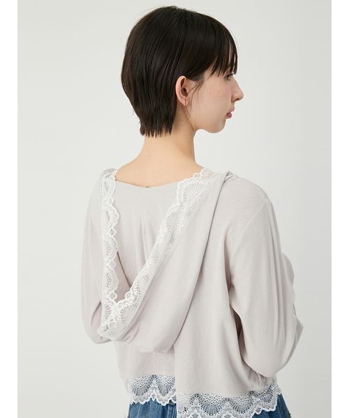 LILY BROWN（リリーブラウン）の「【UVカット/接触冷感】レースフーディトップス（Tシャツ/カットソー・レディース・ブラック/グレイッシュベージュ/ホワイト・F）」の10枚目の写真