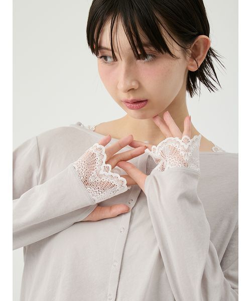 LILY BROWN（リリーブラウン）の「【UVカット/接触冷感】レースフーディトップス（Tシャツ/カットソー・レディース・ブラック/グレイッシュベージュ/ホワイト・F）」の13枚目の写真