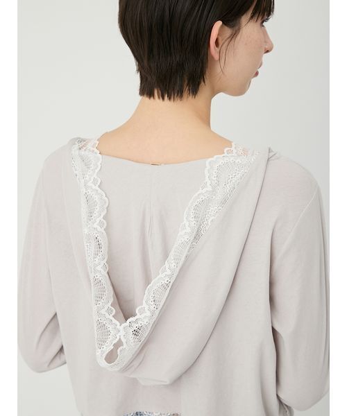 LILY BROWN（リリーブラウン）の「【UVカット/接触冷感】レースフーディトップス（Tシャツ/カットソー・レディース・ブラック/グレイッシュベージュ/ホワイト・F）」の14枚目の写真